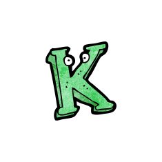 cartoon letter k with eyes N4