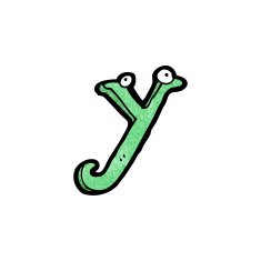cartoon letter y with eyes N3