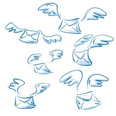 winged envelopes set