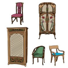 Art Nouveau colored furniture N2
