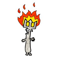 cartoon flaming fork N3