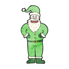 cartoon santa claus in green N3