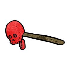 cartoon skull on stick N3