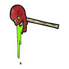 gross skull on stick cartoon N7