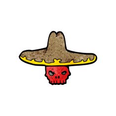 cartoon skull in mexican hat N4