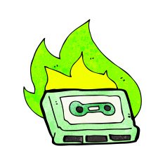 cartoon flaming cassette tape N3