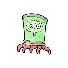 cartoon brain floating in jar N4