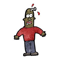 cartoon man with nail in head N3