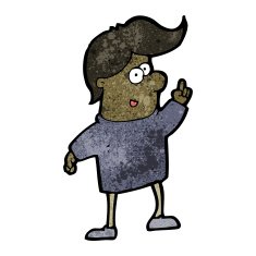 cartoon friendly boy with idea N6