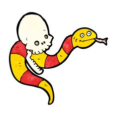 spooky snake and skull cartoon N5