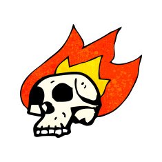 Cartoon Flaming Skull N68