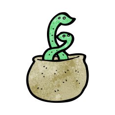 cartoon snakes in basket N2