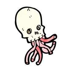 cartoon gross skull N28
