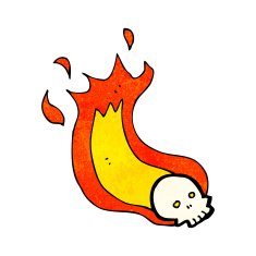 Cartoon Flaming Skull N69