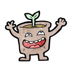 cartoon flowerpot with seedling N3
