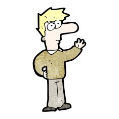 cartoon man with big nose waving N5