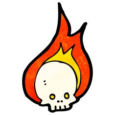 Cartoon Flaming Skull N70