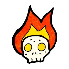 Cartoon Flaming Skull N71