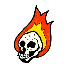 Cartoon Flaming Skull N72