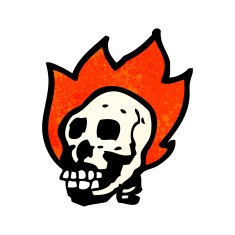 Cartoon Flaming Skull N73