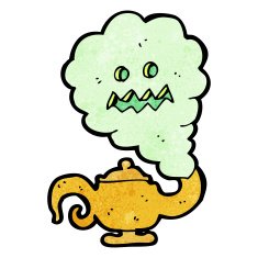 cartoon genie in lamp N14