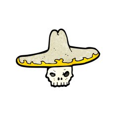 cartoon skull wearing mexican hat N2