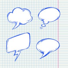 Set of vector chat bubbles in hand drawing style