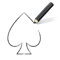 Black Pencil Drawing Ace of Spades Playing Card Icon
