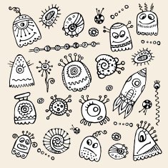 Aliens and monsters drawing set