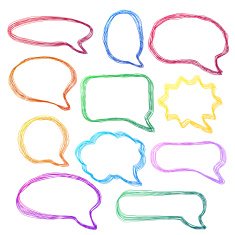 Hand-drawn colorful speech bubbles