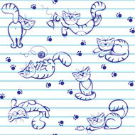 Seamless background with playful cats N2