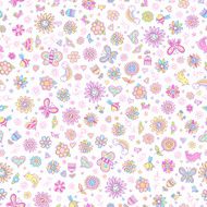 Springtime Flower Doodle Seamless Pattern
