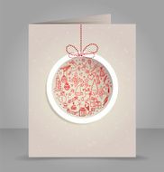 Gift card with Xmas doodle ball