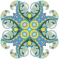 Hand drawn psychedelic round ornamental element