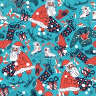 Christmas vector seamless pattern with Santa N2