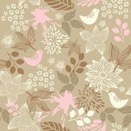 retro floral seamless background with birds