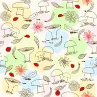 seamless children floral pattern with mushrooms