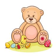 teddy and easter chicken with eggs