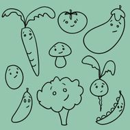 Cute doodle vegetables