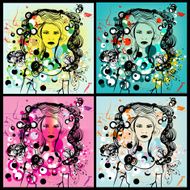 colorful vector girl N2