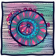 Abstract vector hand drawn vintage ethnic pattern card N3