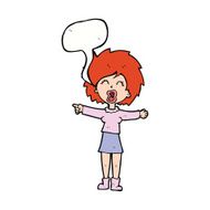 cartoon stressed out woman talking with speech bubble N12