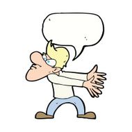 cartoon annoyed man gesturing with speech bubble N11