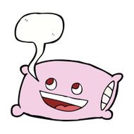 cartoon pillow with speech bubble