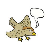 cartoon garden bird with speech bubble N47