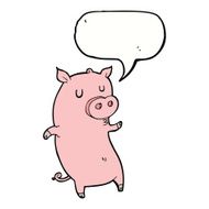 funny cartoon pig with speech bubble N6