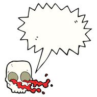 cartoon gross skull with speech bubble N8