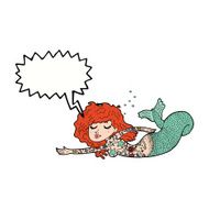 cartoon mermaid with tattoos speech bubble N11