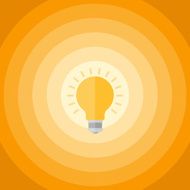 Abstract orange background with circles and light bulb