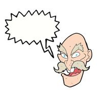 cartoon evil old man face with thought bubble N11